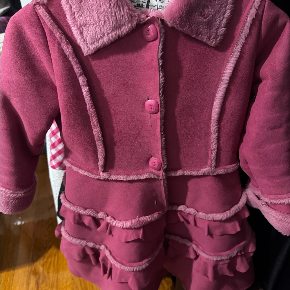 Pink Kids Jacket with Ruffle Details